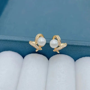 Love Heart Faux Pearl Ladies Stud Earrings - Penny's Boutique 