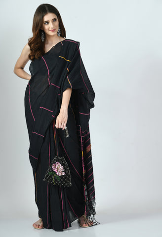 Swapna Creation Black Khesh Cotton Saree