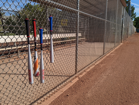 hang baseball bats in dugout, batting cages, and for storage