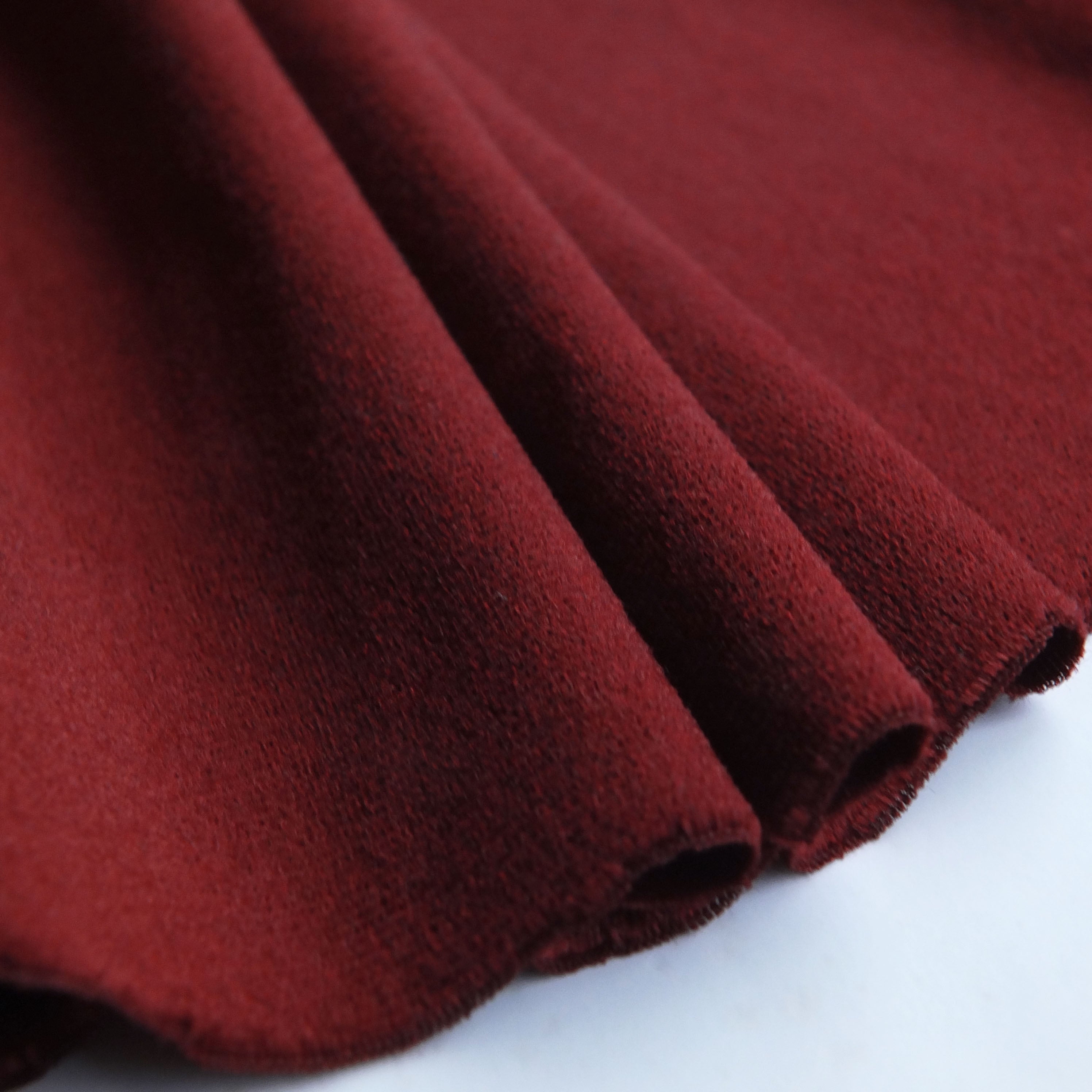 Wine Dark Red Soft Stretch Velvet Dress Fabric - Plain Knitted Jersey ...