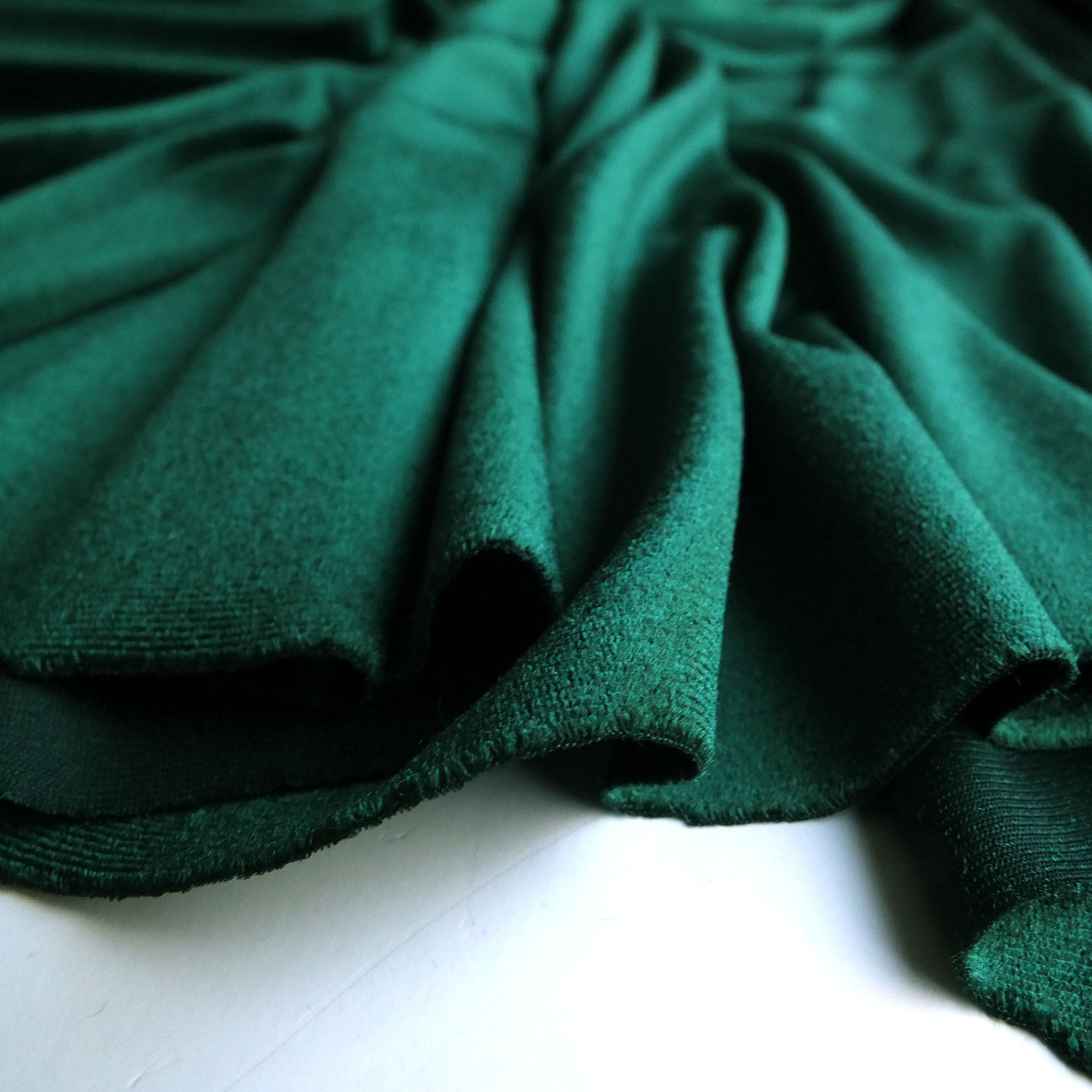 Bottle Green Soft Stretch Velvet Dress Fabric - Rich Knitted Velour ...