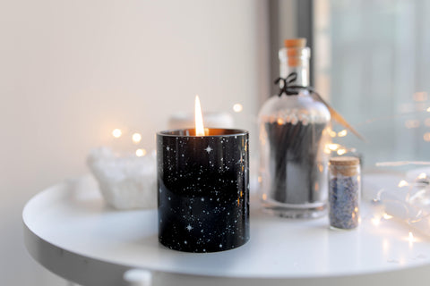 Scented Candle in Designed Ceramic Vessel Simulating the night starry night.