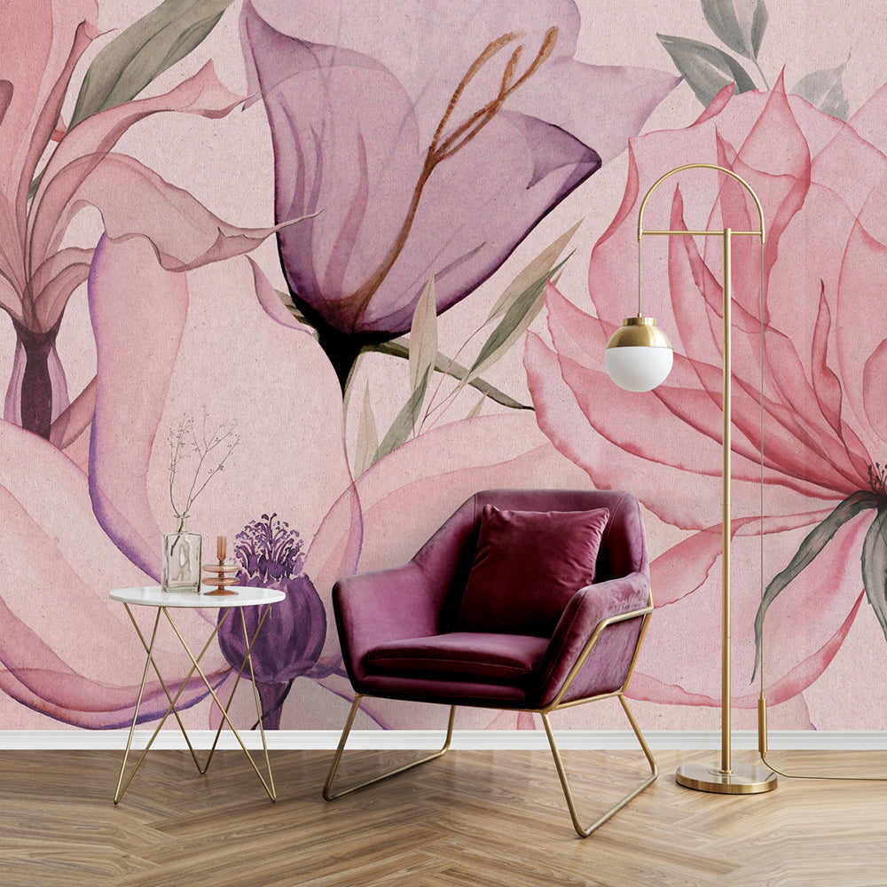 Bagno elegante con Wall Mural con rose romantiche