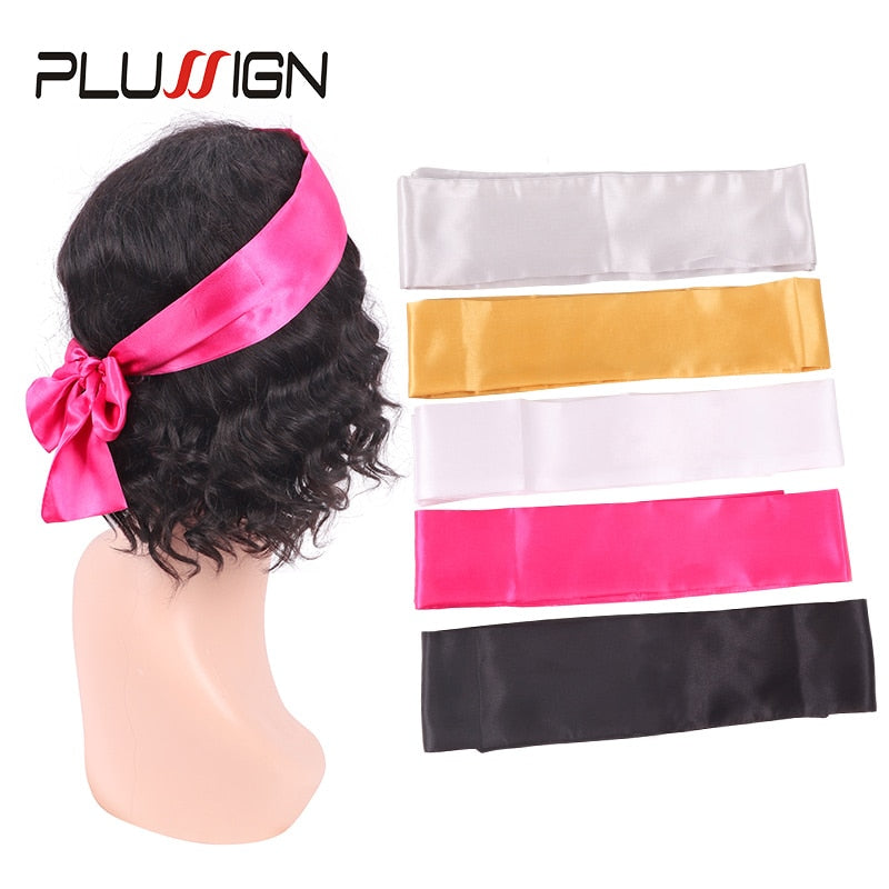 Plussign Satin Edges Hair Wrap Silk Wig Grip Black Golden White Satin Headband Edge Wraps For Lace F