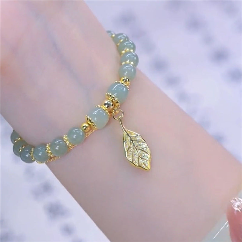 High-quality Temperament Bracelets Green Branches Jade Leaves Do