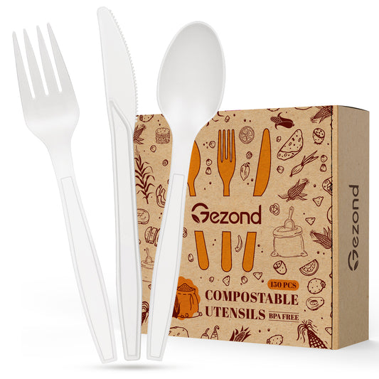  BIRCHIO 300 Piece (50 Sets) Biodegradable Paper Plates Set  (EXTRA LONG UTENSILS), Disposable Dinnerware Set, Eco Friendly Compostable  Plates & Utensil include Plates, Cups, Forks, Knives and Spoons : Health &  Household