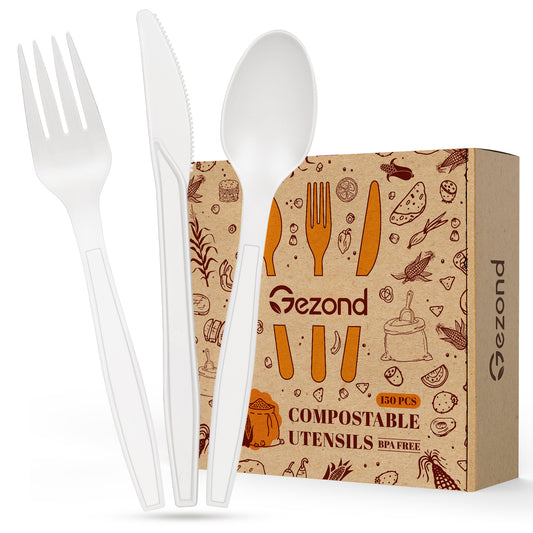 Gezond 250Pcs Disposable Paper Plates Set, Compostable Plate Sugarcane  Utensils Eco Friendly Dinnerware Kit Includes 50 Biodegradable Plates,  Forks, Knives and Spoons for Party Camping Brown 250 Plates Set