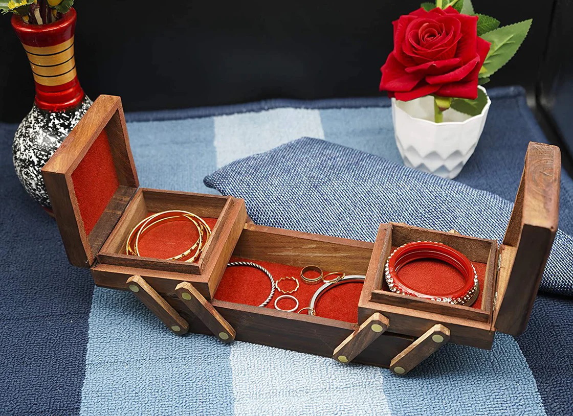 Handcrafted 3 in 1 Wooden Jewelry Box