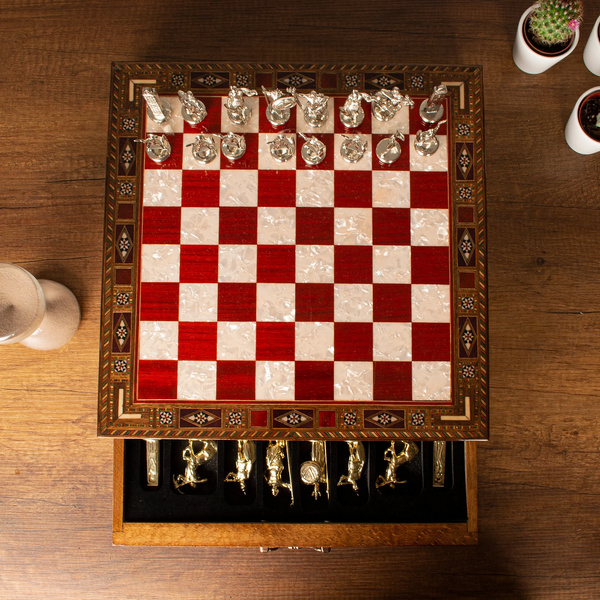 15.3 Personalized Chess Set Handmade, Sets With Metal Pieces, Schach,  Custom Set, Board Storage - Yahoo Shopping