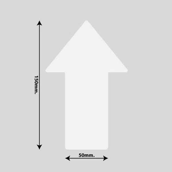 Gulvmarkerings Tape og Symboler. - Hvid / Pil 100mm x 150mm (10 stk. pakke)