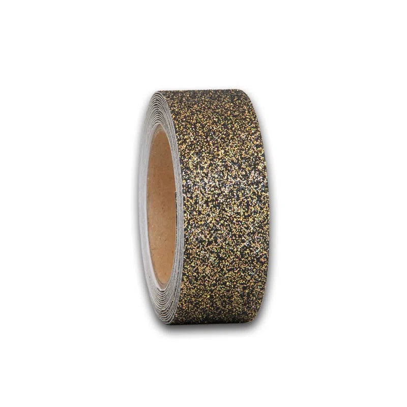 Billede af Skridsikker Tape - Glittergrip - Sort m. Guld glimmer / Rulle 50mm x 18.3 meter. / R13 (Korn 46)