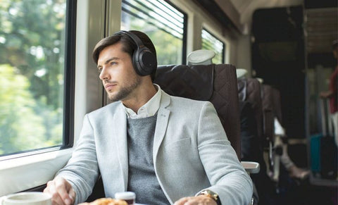 Bluetooth headphones on the train