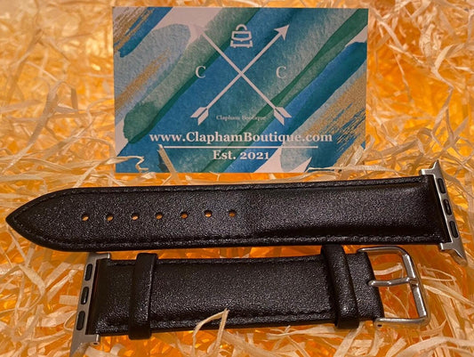 Personalised Brown Leather Apple Watch Strap, 38mm 40mm 41mm 42mm 44mm –  Clapham Boutique