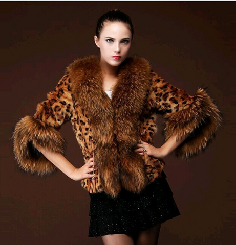 Womens Leopard Print Short Faux Fur Overcoat Women Plus Size Winter Plush Warm Jacket