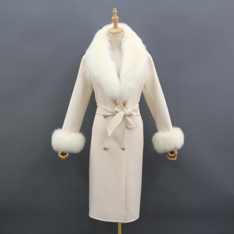 Fox Fur Detachable Collar Double-sided Coat