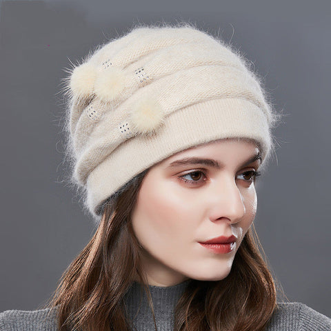 Women's Casual Elegant Fluffy Cashmere Autumn Winter Bonnet Cap