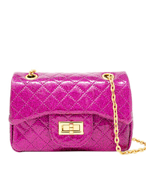 CLASSIC QUILTED SPARKLE BAG PINK - Buckles and Bows