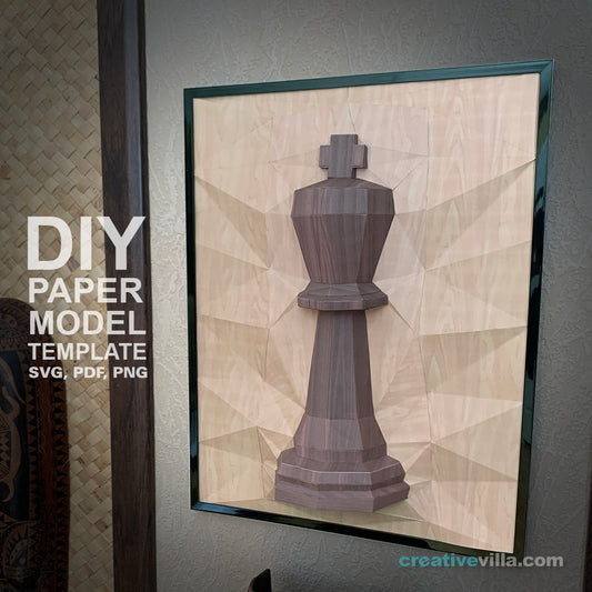 Papercraft Rook Chess Piece Template Geometric Low Poly Rook 