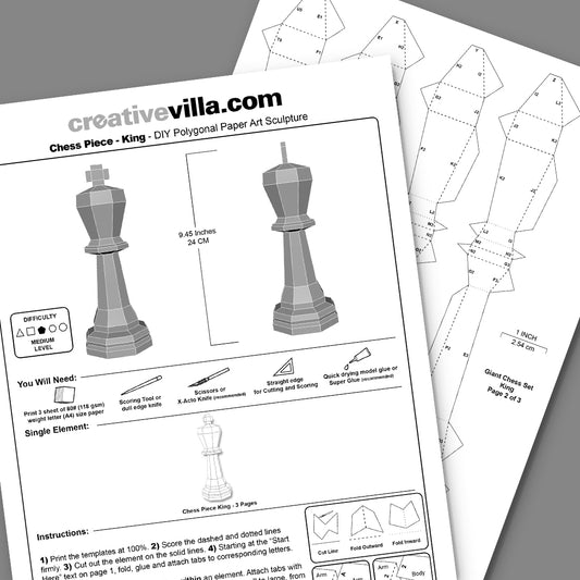 Giant Chess Piece - ROOK DIY Low Poly Paper Model Template, Paper Craf –