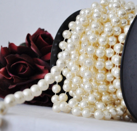 12mm X 10yds Pearl Garland Ivory 