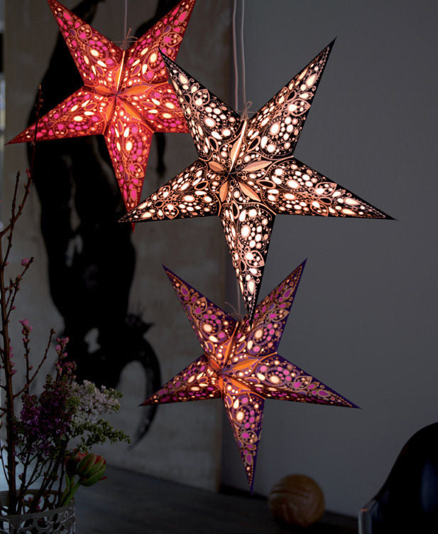 Marrakesh Lantern with String Lights, Red