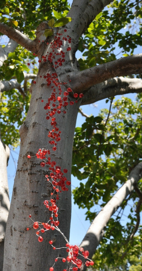 Red Berry Garland, Red Beaded Garland, Glass Bead Garland, Beaded