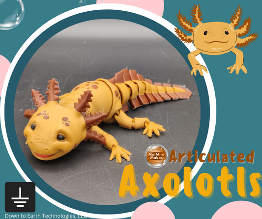 Mat Mire Makes Articulated Axolotl - Brown 100% Size – Down to Earth  Technologies