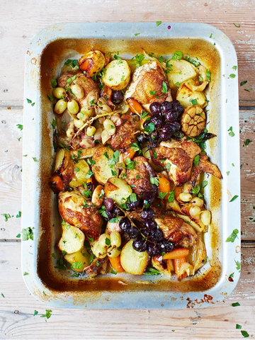 Tray bake chicken with grapes