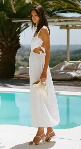 White linen dress with cut out