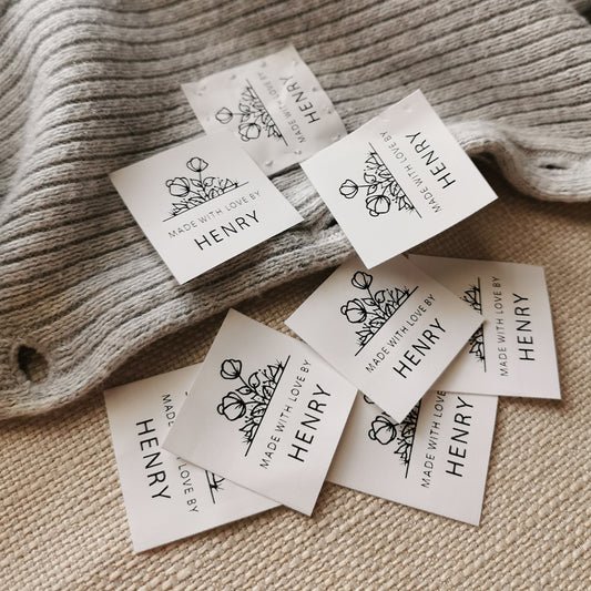 Personalised Square Labels, Custom Crochet Labels, Fabric Label