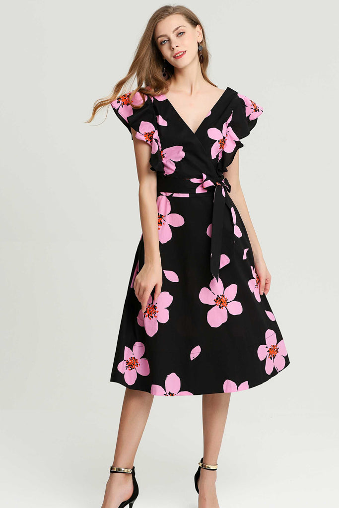 Kate Spade New York Cap Sleeve V-neck Floral Fit & Flare Dress – Vicky and  Lucas