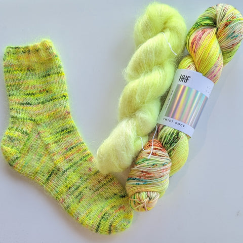 Sock and yarn in fingering weight and mohair
