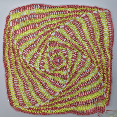 Pink and yellow crochet panel