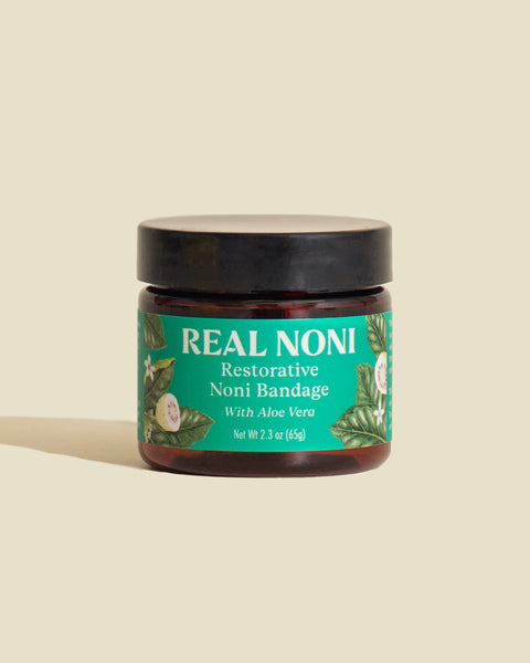 experience the power of raw noni pulp in our restorative bandage for distressed skin