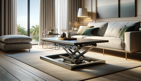 adjustable height coffee table adds a unique and functional piece to living space.