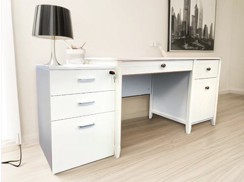 white modern office filing cabinet made of oak
