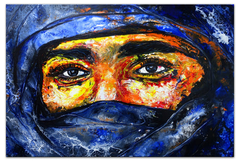 Tuareg Gesicht handdgemalt modern Pouring Acrylgemälde Malerei