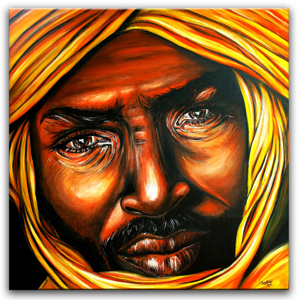 Gelber Tuareg 2 Gesicht Modern Malerei Beduine Kunst Gemaelde