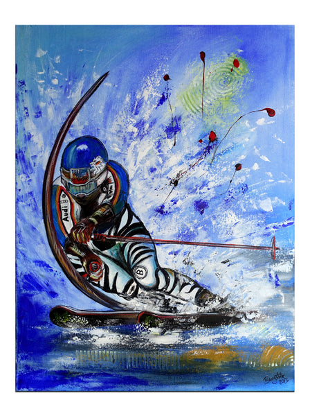 Gemälde Skifahrer Neureuther Sport Malerei Bilder Kunst Acrylbild 60x80