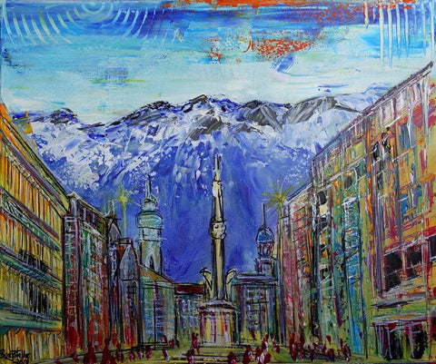 Innsbruck Malerei Innenstadt Säule