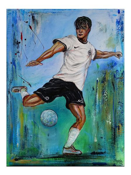 Leinwandbild fußballspieler Eintracht Frankfurt Malerei Gemälde Wandkunst Sportbilder 60x80