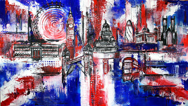 London Malerei mit Towerbridge Union Jack Parlament Palace