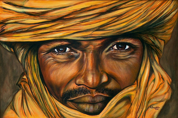 Beduinen Mann Tuareg Gesicht handdgemalt modern Acrylgemälde