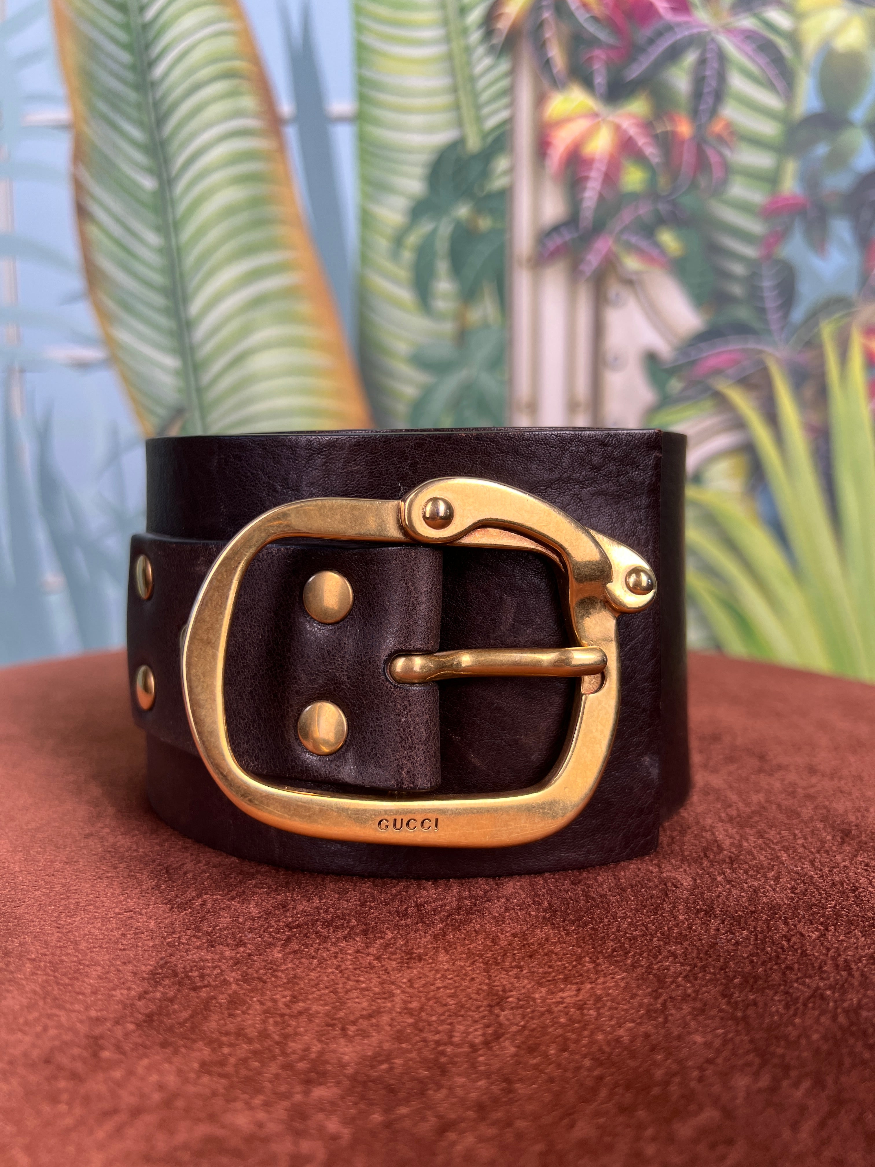 image of Gucci wide belt brown