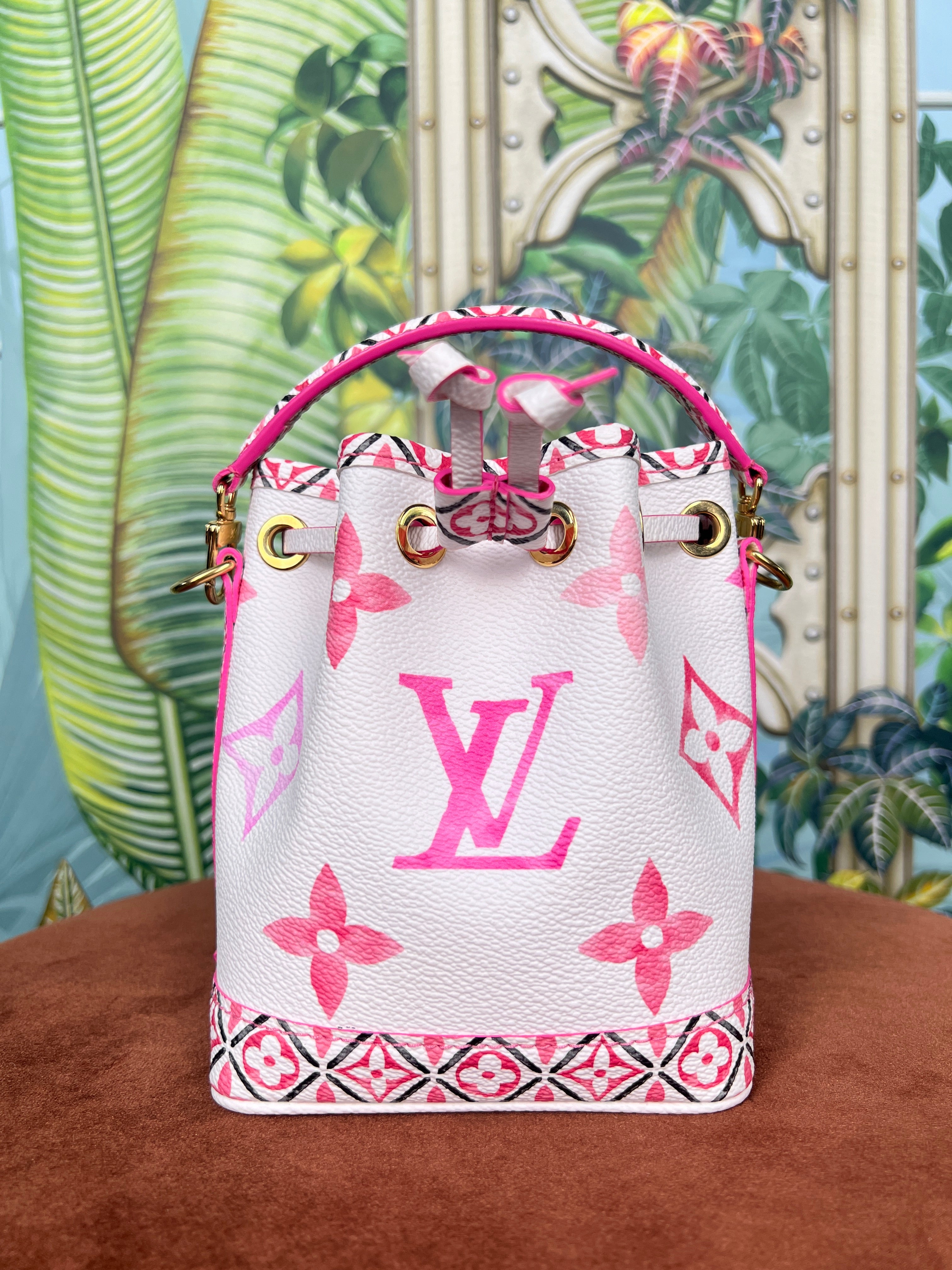 image of Louis Vuitton monogram watercolor Giant by the pool nano noe bucket bag