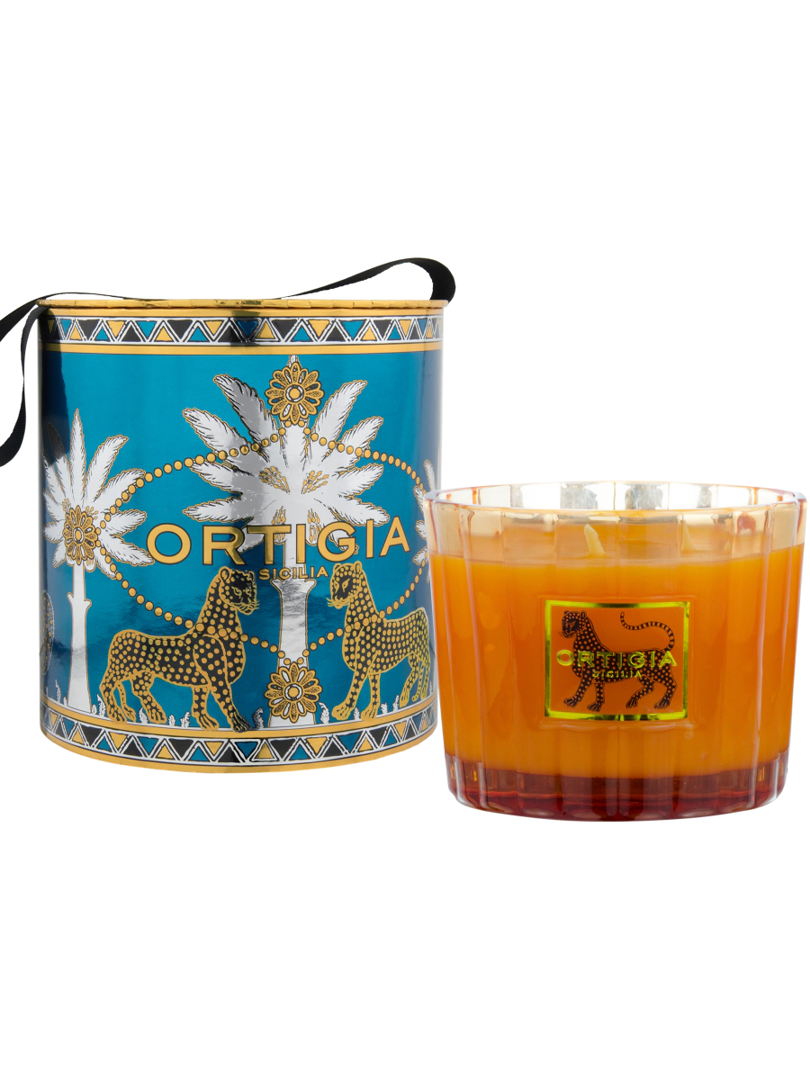 image of Ortigia Ambra Nera 4 Wick Candle