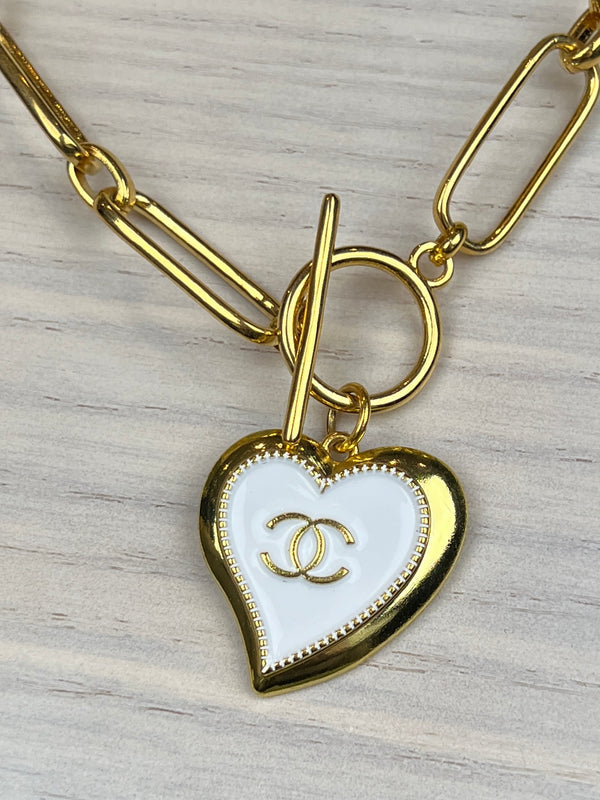 CC Pearl Heart Button bracelet