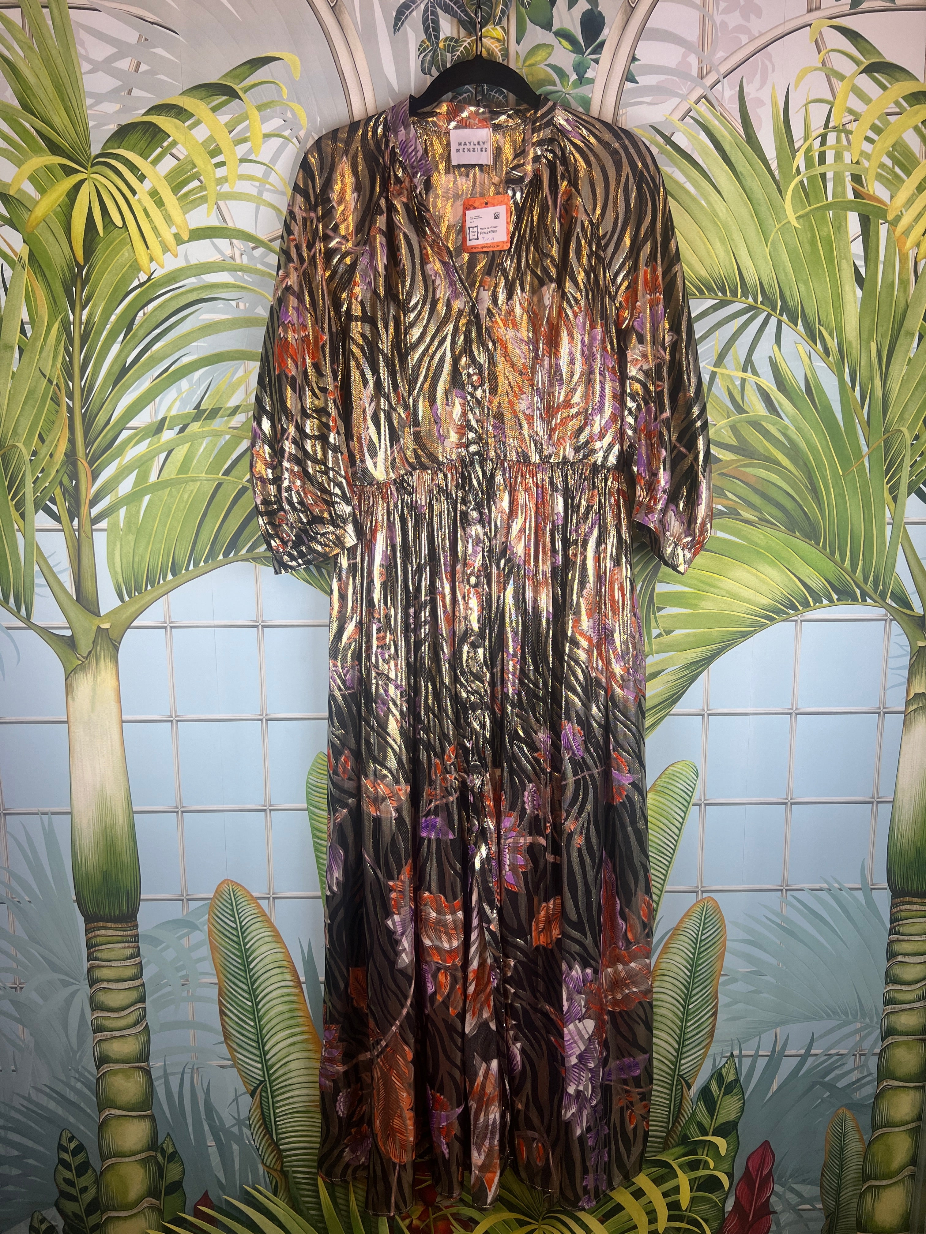 image of Hayley Menzies SHIMMERING JESSE SILK LUREX JACQUARD VOLUME SHIRT DRESS