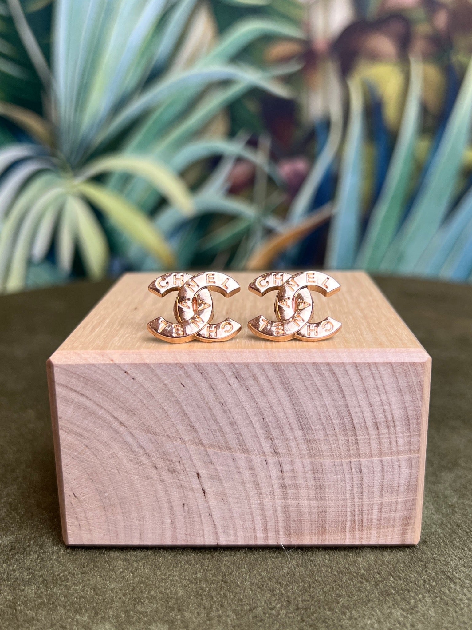 image of Repurposed CC Logo Earrings Letters/Gold