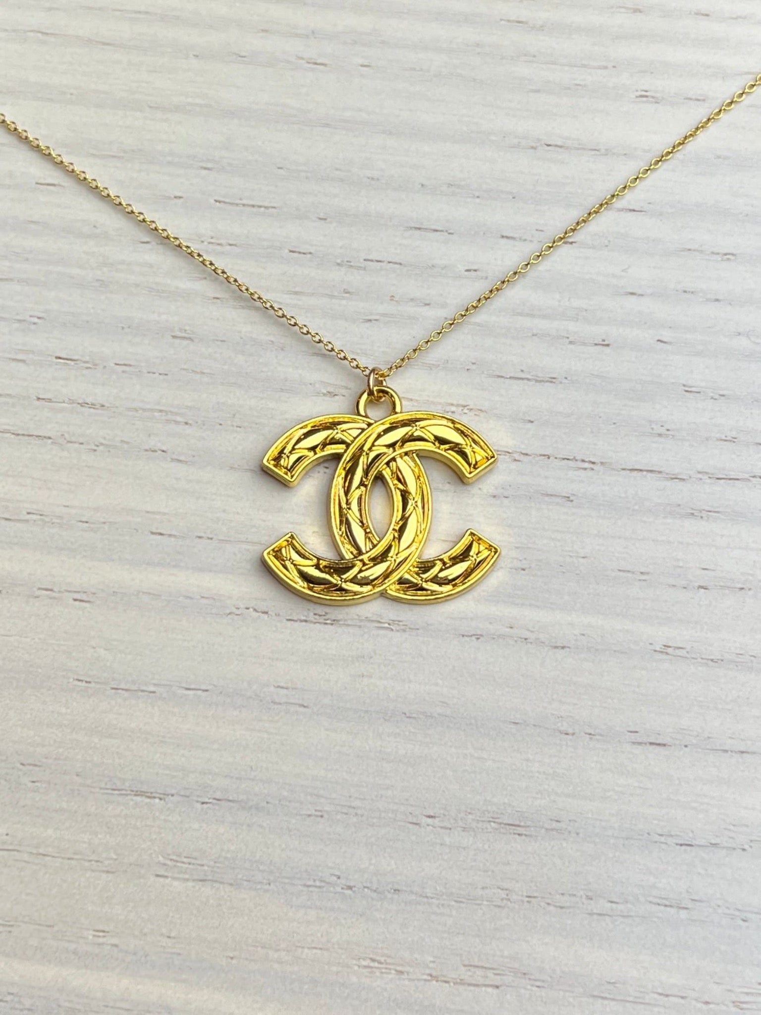 image of Repurposed Big CC Necklace Gold